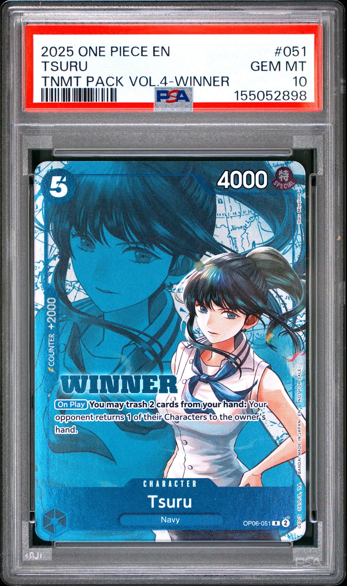 PSA 10 - 2025 ONE PIECE TOURNAMENT PACK VOL.4 051 TSURU - WINNER PROMO