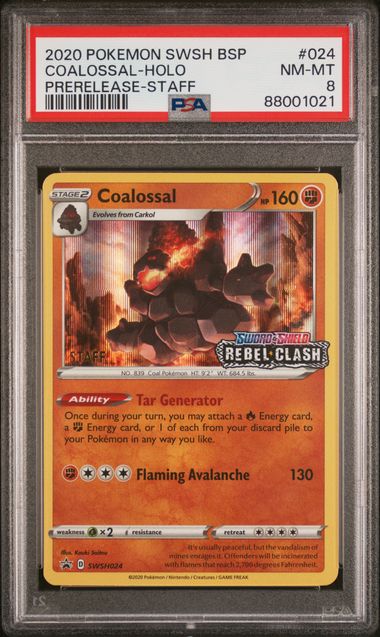 Psa 8 Coalossal - Holo - Pre Release Staff Promo