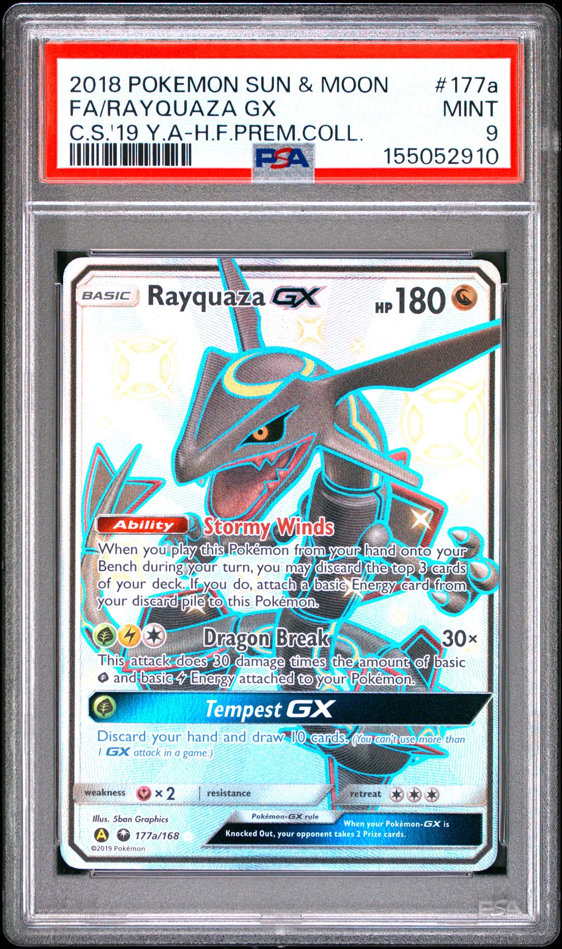 Psa 9  - RAYQUAZA GX - YELLOW A - HIDDEN FATES PREMIUM COLLECTION