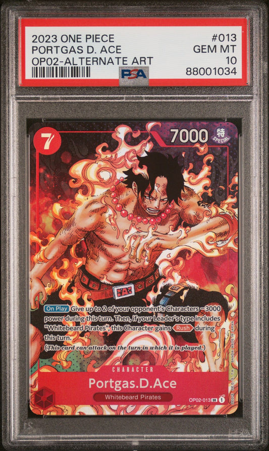 PSA 10 Portgas D. Ace Alternate Art OP02